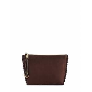 NEW SHIRALEAH piper zip pouch in chocolate suede